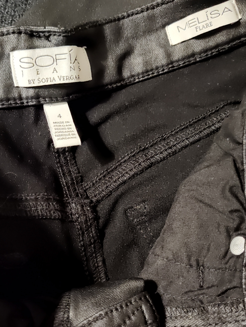 Sofia Jeans Vergara Melisa Flare High Rise Black Faux Leather Pants Size 4 - Picture 6 of 8